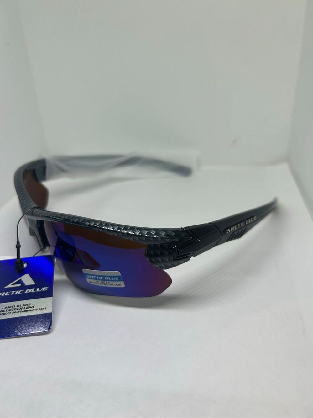 Arctic Blue Sport Semi Rimeless Sunglasses Anti-Glare UV400 Shatterproof Lens